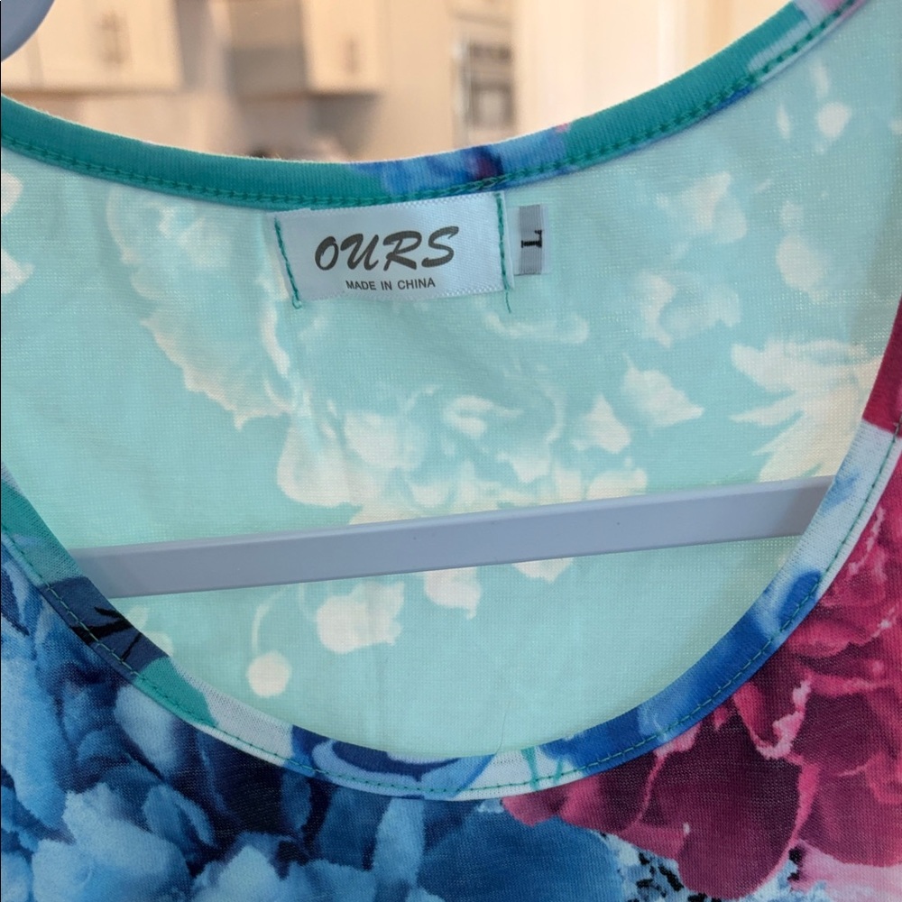 OURS Floral Women's Dress - Blue and Pink